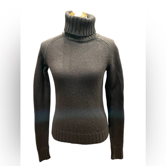 Theory Turtleneck Galin Loryelle Slim Fit Sweater Wool Long Sleeve Brown Small - Picture 2 of 9